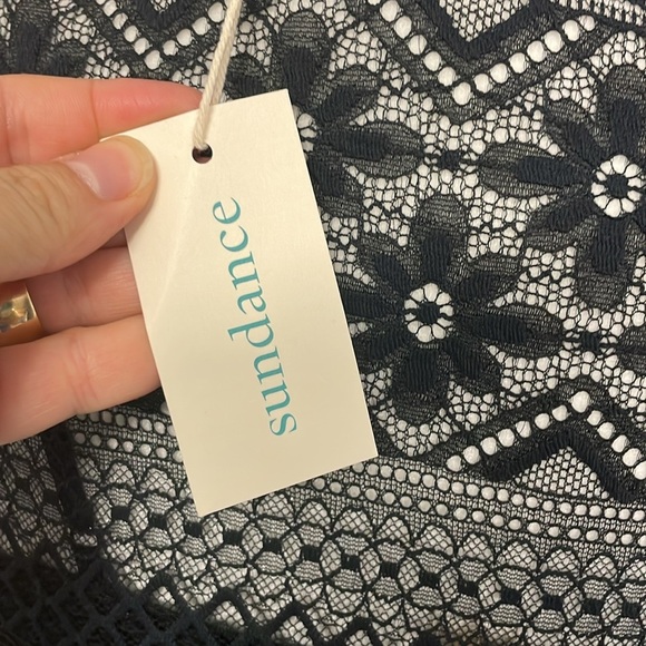 Sundance Navy Blue Lace Knee Length Dress Boho Bohemian Size Small Petite NWT - Picture 6 of 8